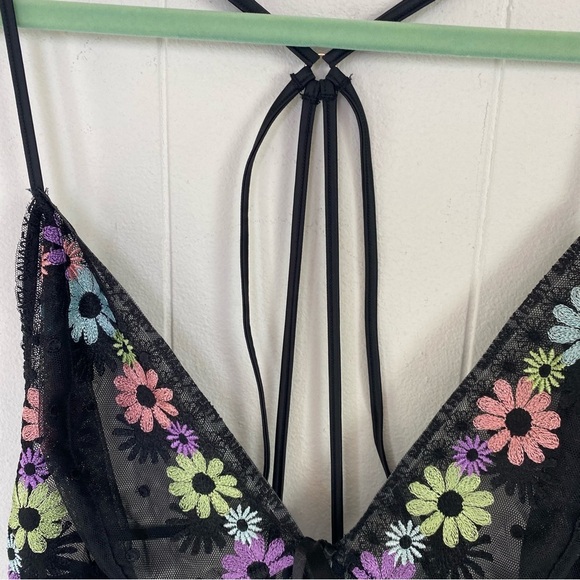 Savage Fenty Free Spirit Floral Embroidery Night Slip Women’s 1X Black Strappy - Picture 5 of 16